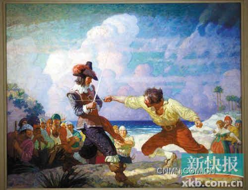 纽厄尔·康弗斯·韦思的画作《海滩上的决斗》