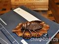 一鸣惊人 蝉叶紫铜镇纸【现代金属工艺品】