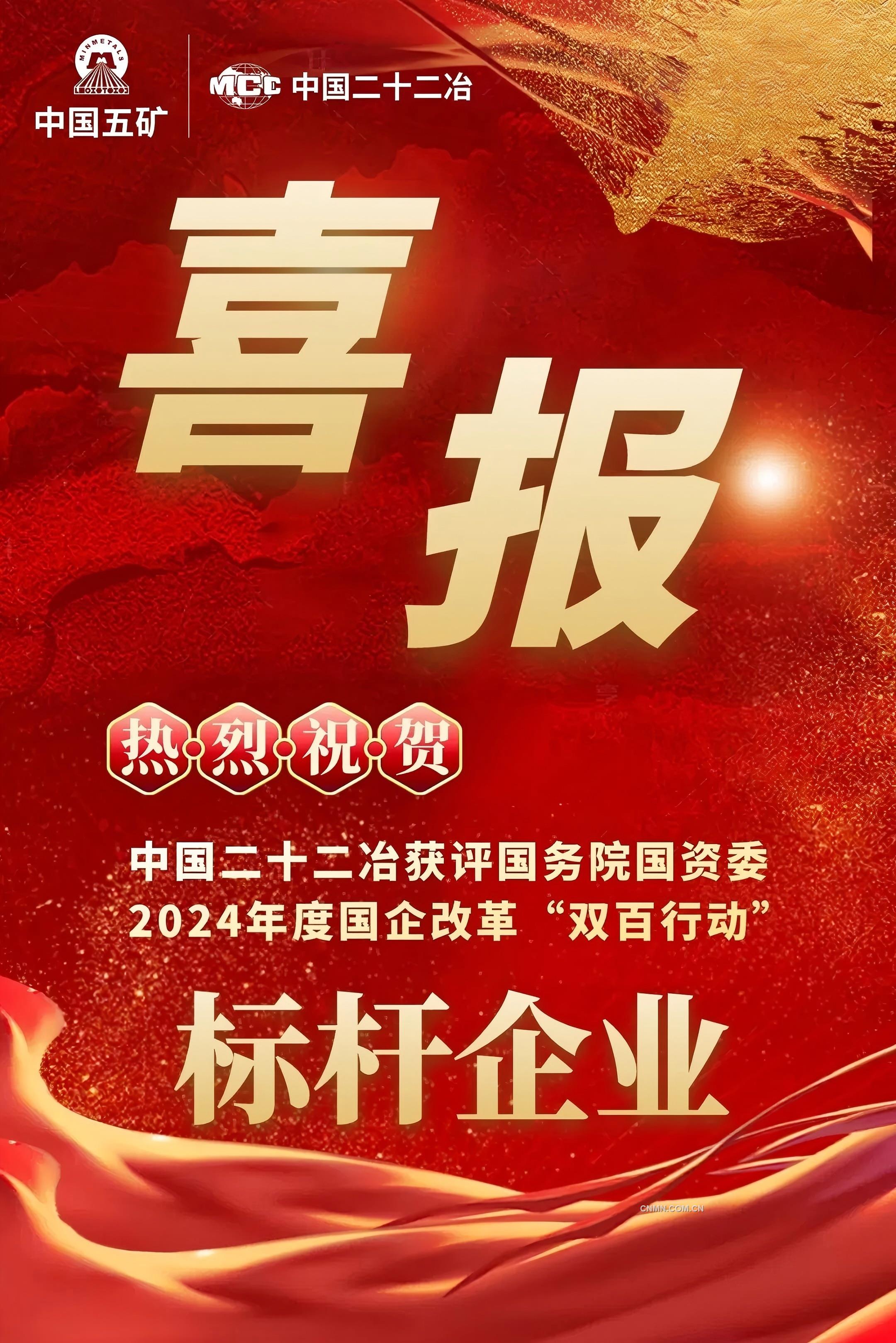 中国二十二冶再度荣膺“双百行动”标杆企业