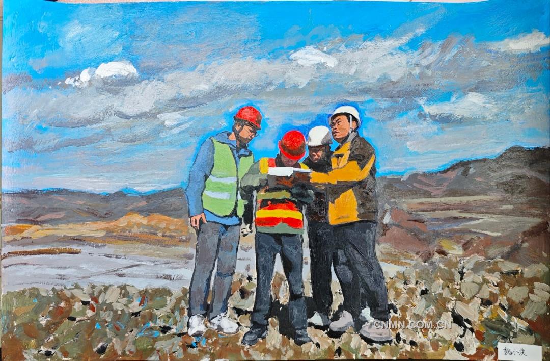 水粉画 地灾排查护平安  魏小溪